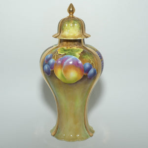 Hand Painted Lidded Fruit Urn signed Leaman