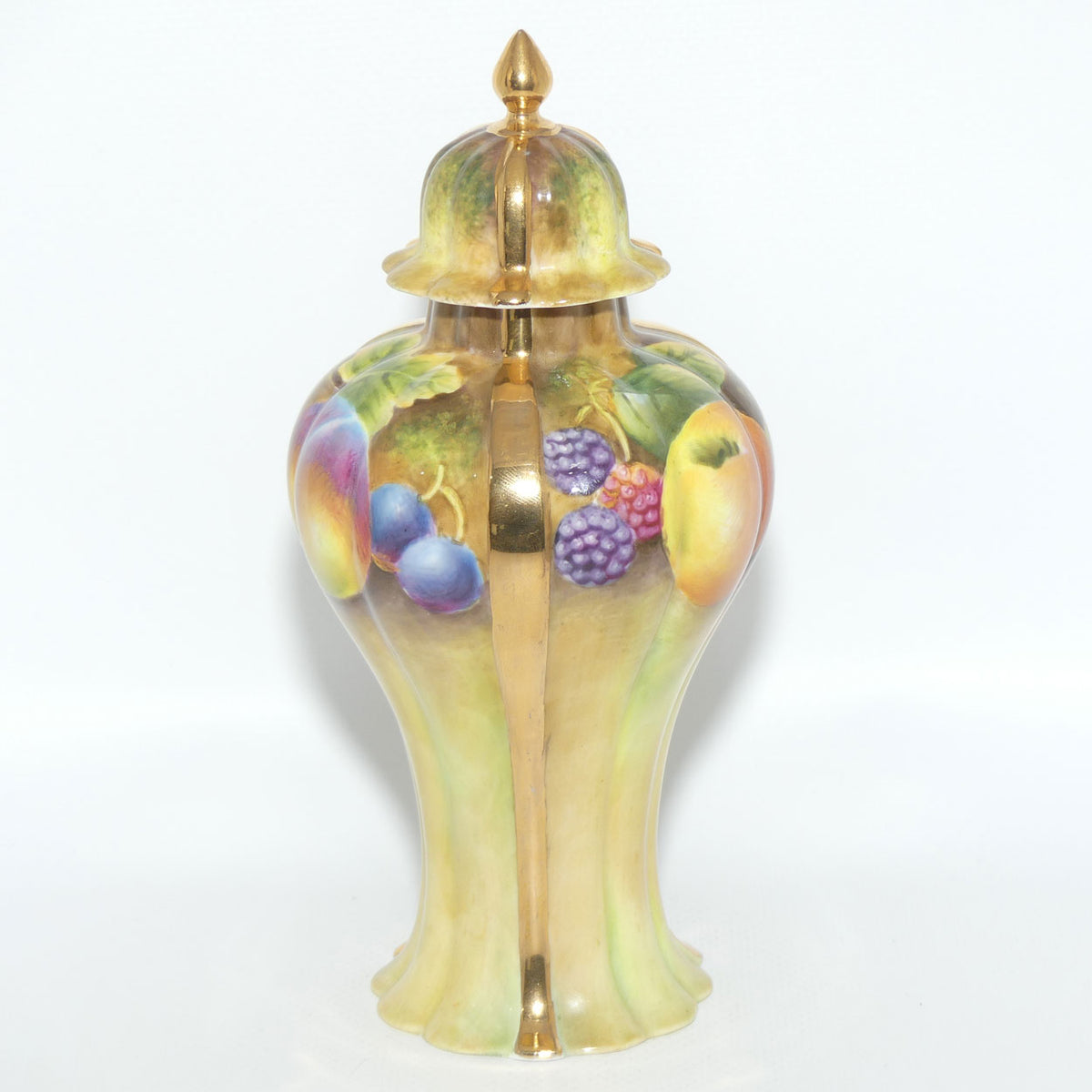 Hand Painted Lidded Fruit Urn signed Leaman
