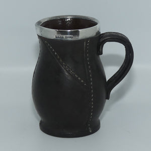 Royal Doulton Leatherware miniature jug with Sterling Silver rim | Chester 1903