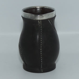 Royal Doulton Leatherware miniature jug with Sterling Silver rim | Chester 1903