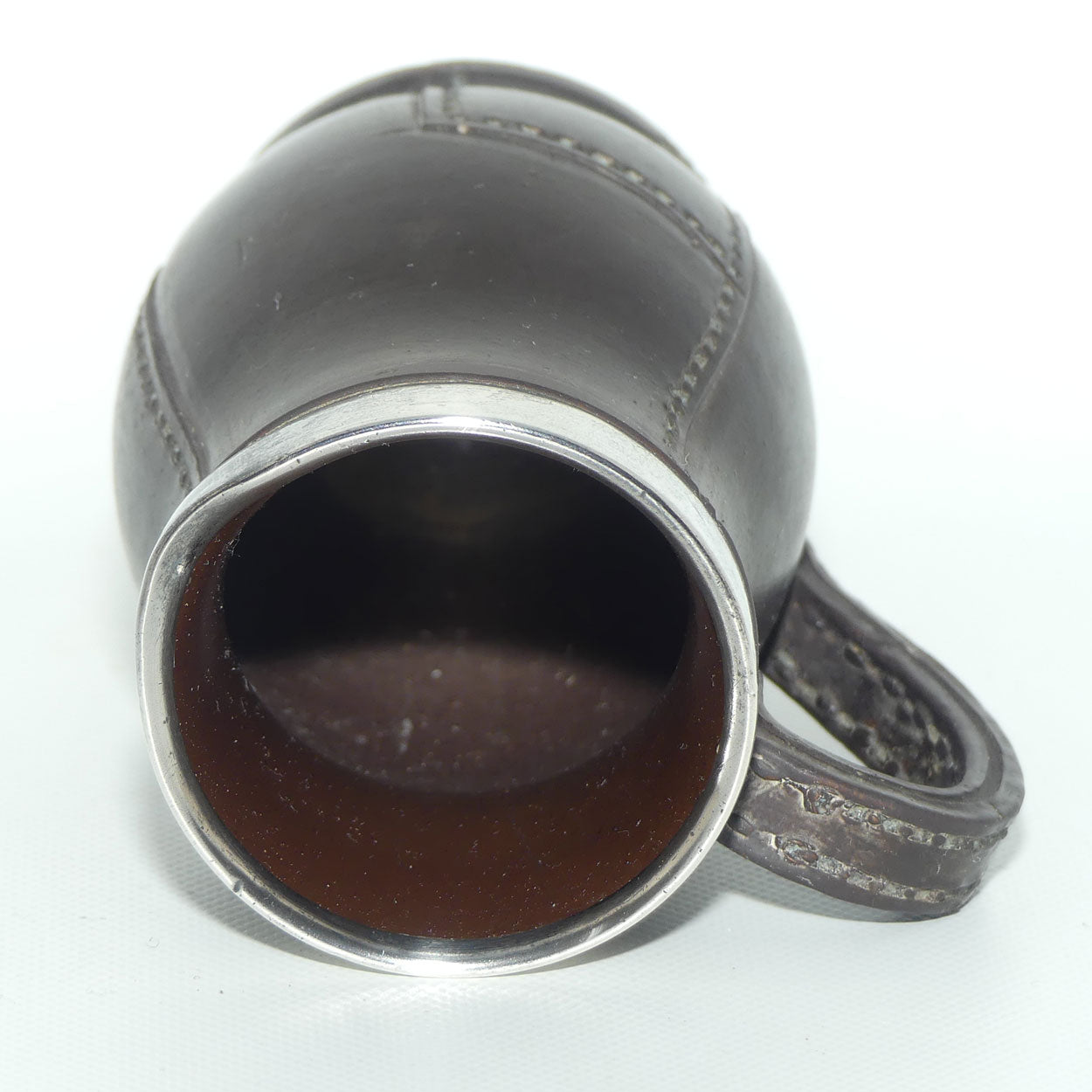 Royal Doulton Leatherware miniature jug with Sterling Silver rim | Chester 1903