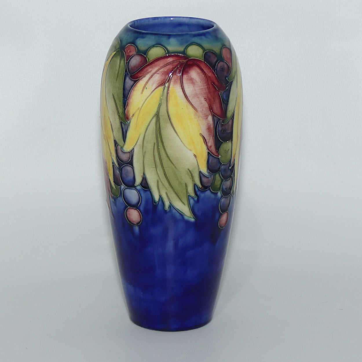 William Moorcroft Leaves and Fruit (Blue) tall vase