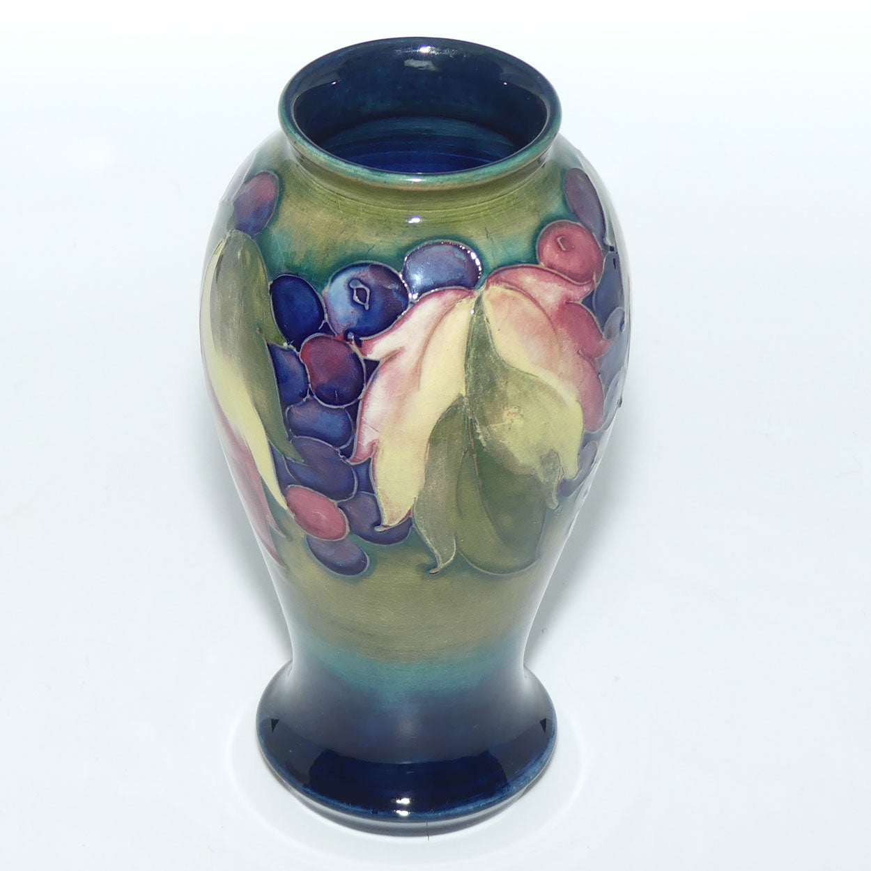 William Moorcroft Leaves  and Fruit (Green) slender vase