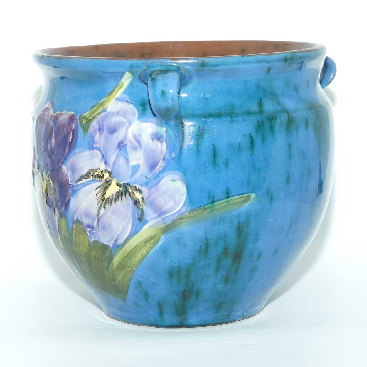 Lemon and Crute Torquay Faience Iris decor tri handle Jardiniere