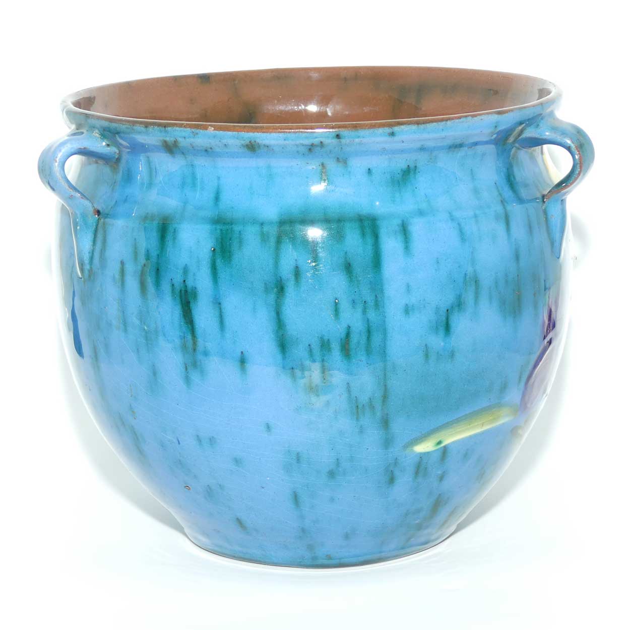 Lemon and Crute Torquay Faience Iris decor tri handle Jardiniere