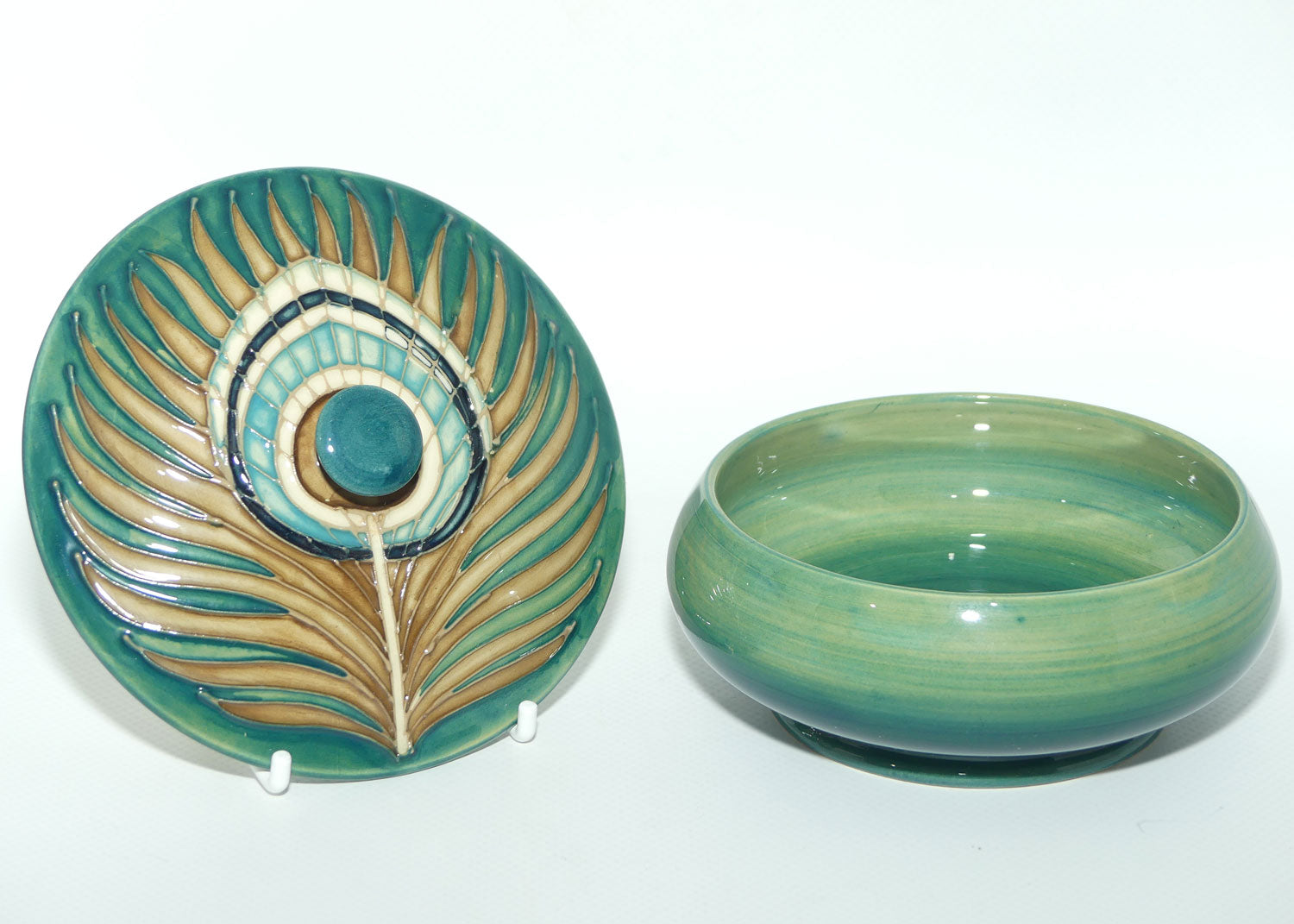 Moorcroft Peacock Feathers lidded powder bowl | for Liberty