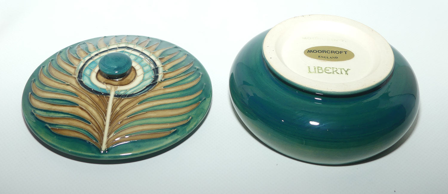 Moorcroft Peacock Feathers lidded powder bowl | for Liberty