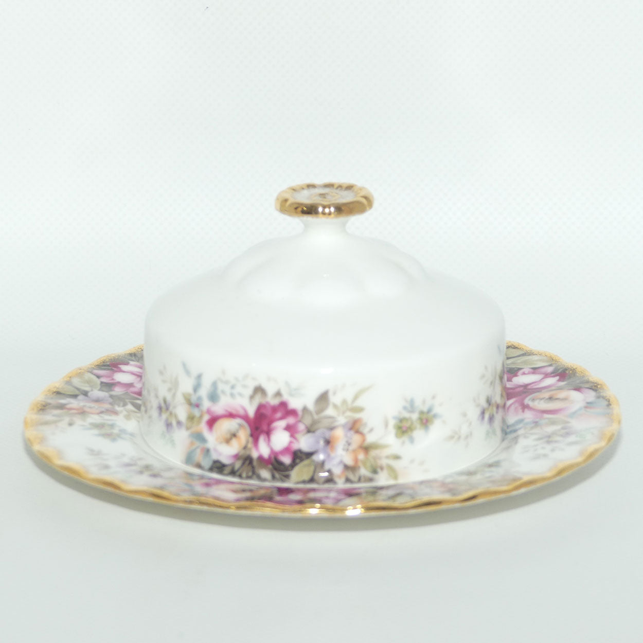 Royal Albert Bone China England Autumn Roses lidded butter cover | UK made