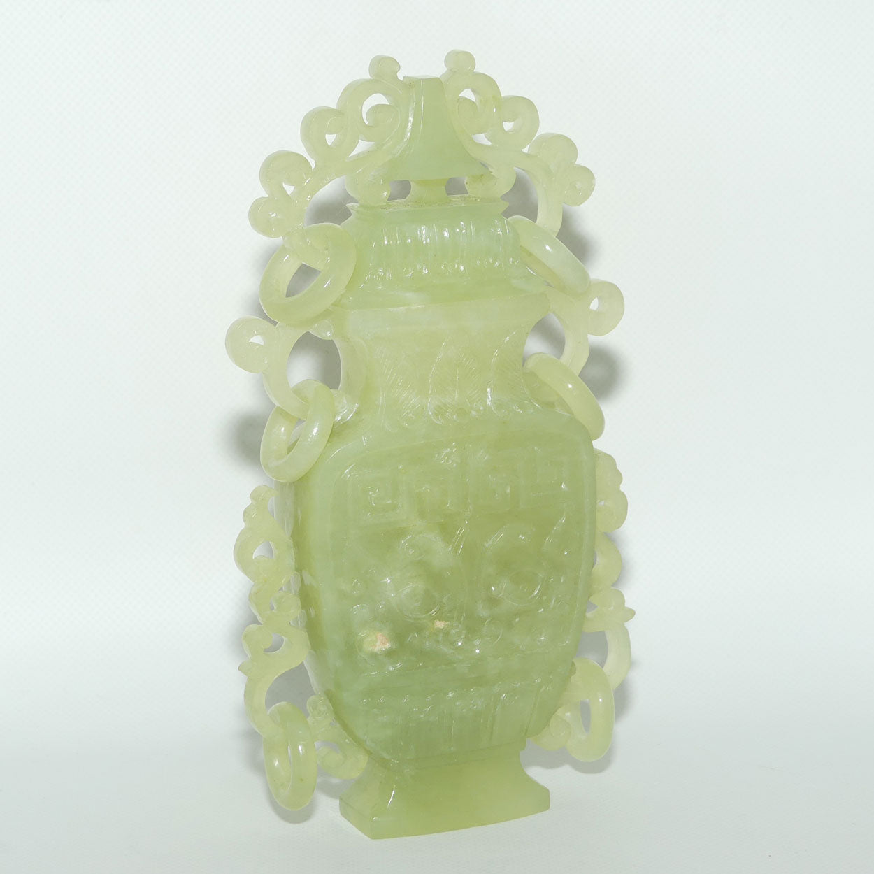 Mid 20th Century Chinese Green Jade lidded urn | Beautifully Carved