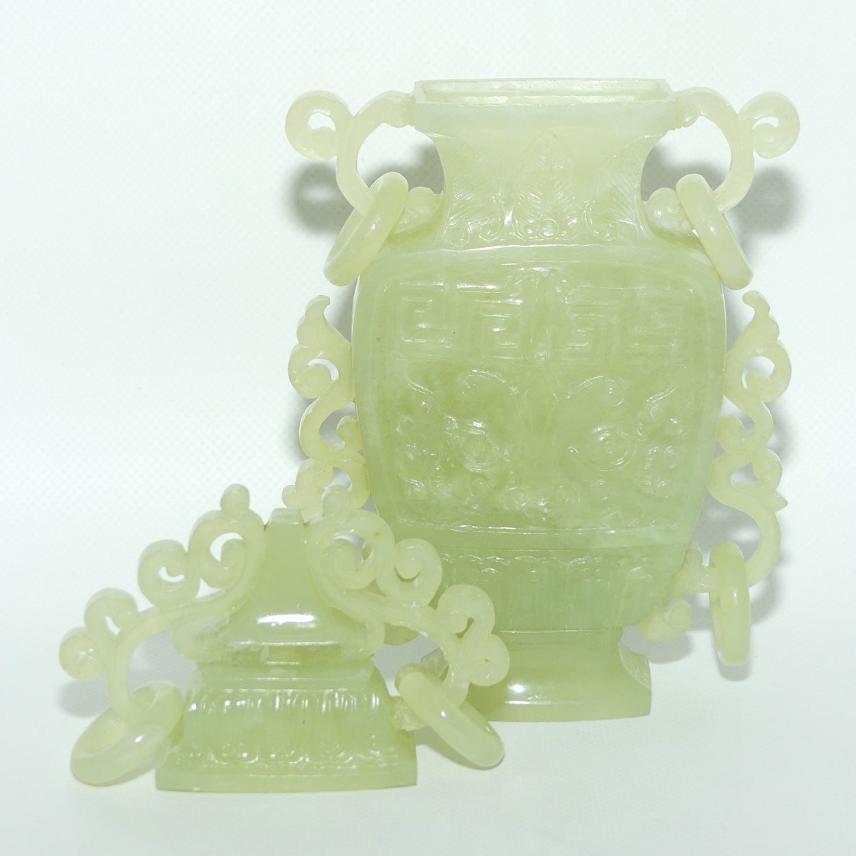 Mid 20th Century Chinese Green Jade lidded urn | Beautifully Carved