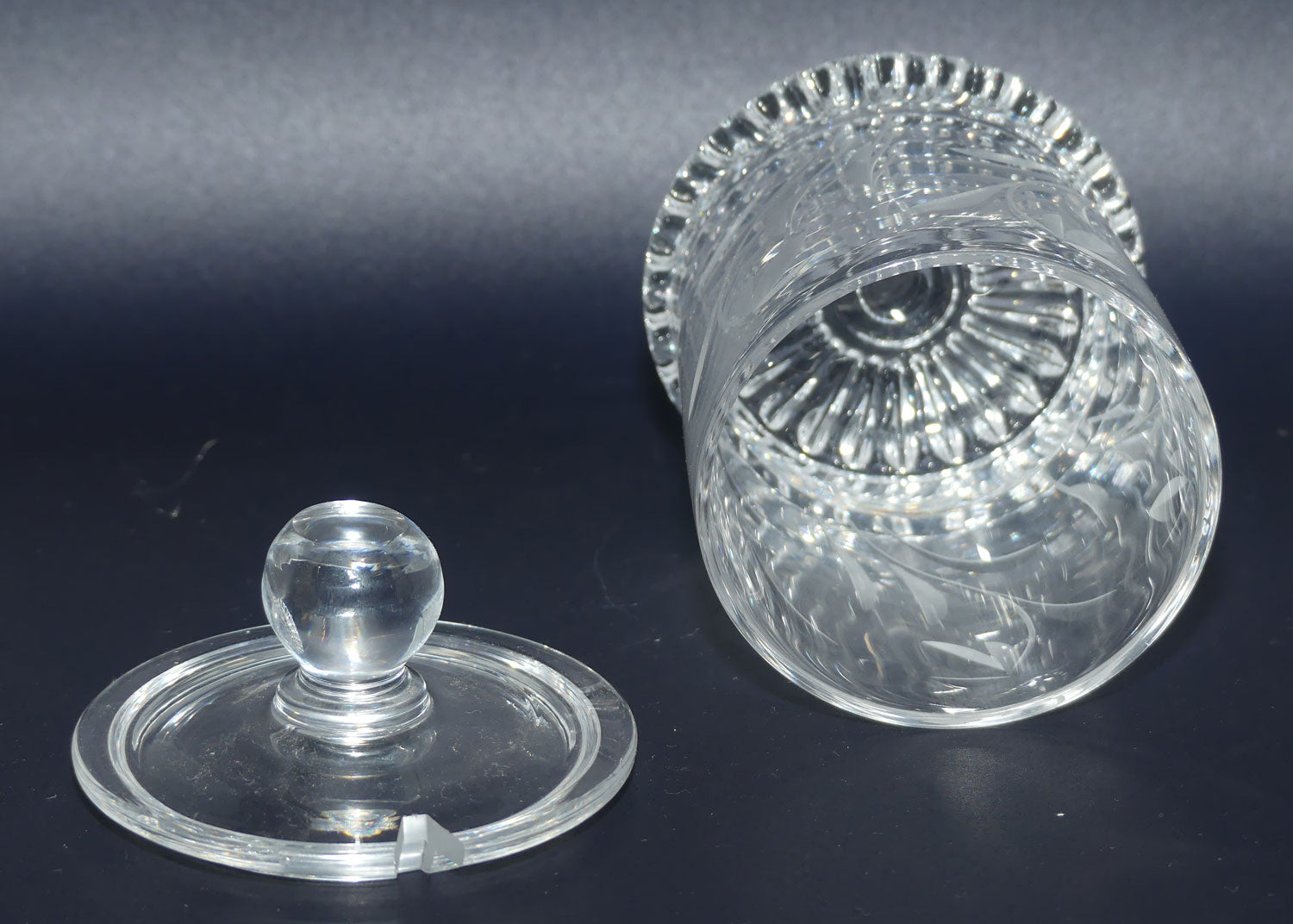 Small Cut Crystal lidded honey pot