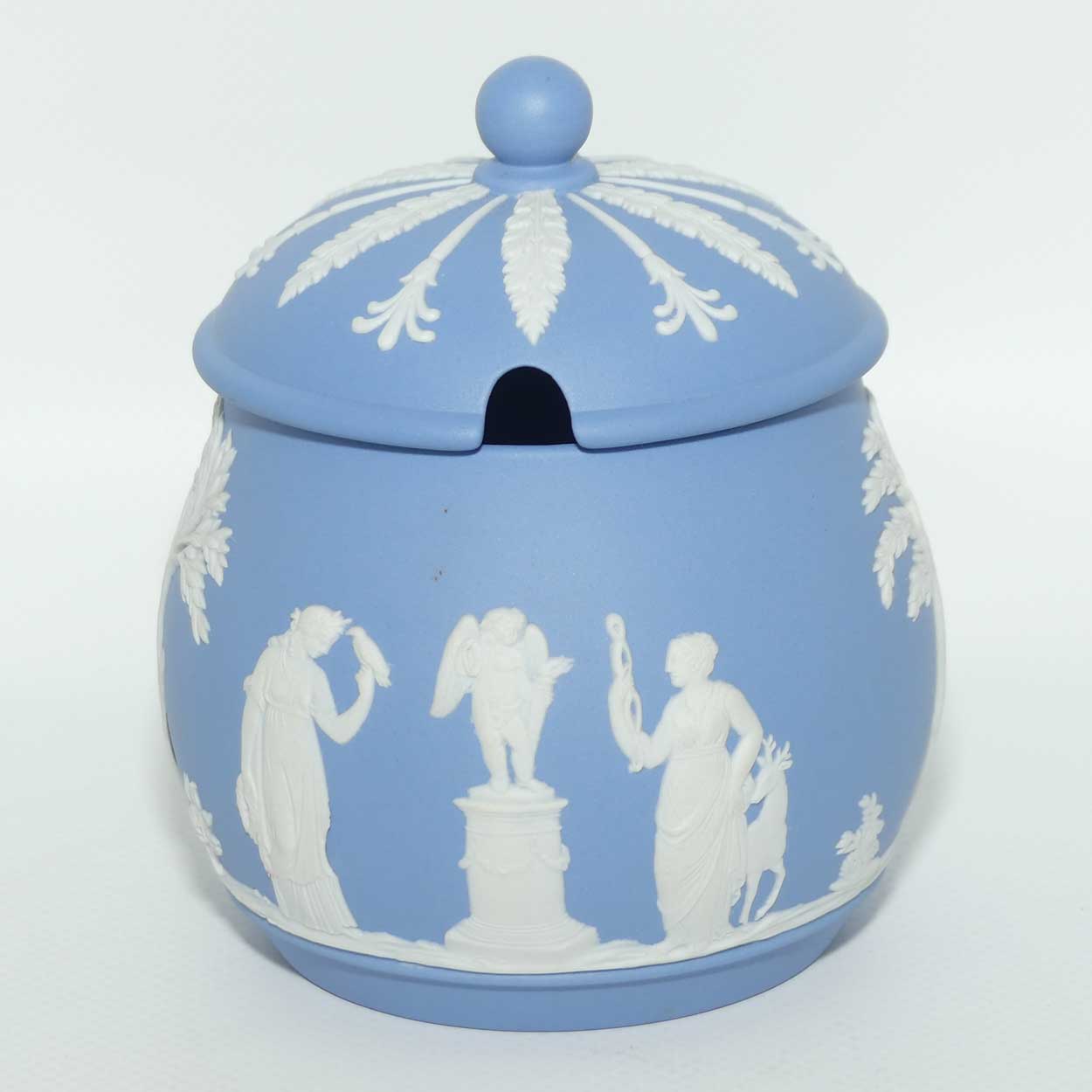 Wedgwood Jasper | White on Pale Blue lidded jam or honey pot