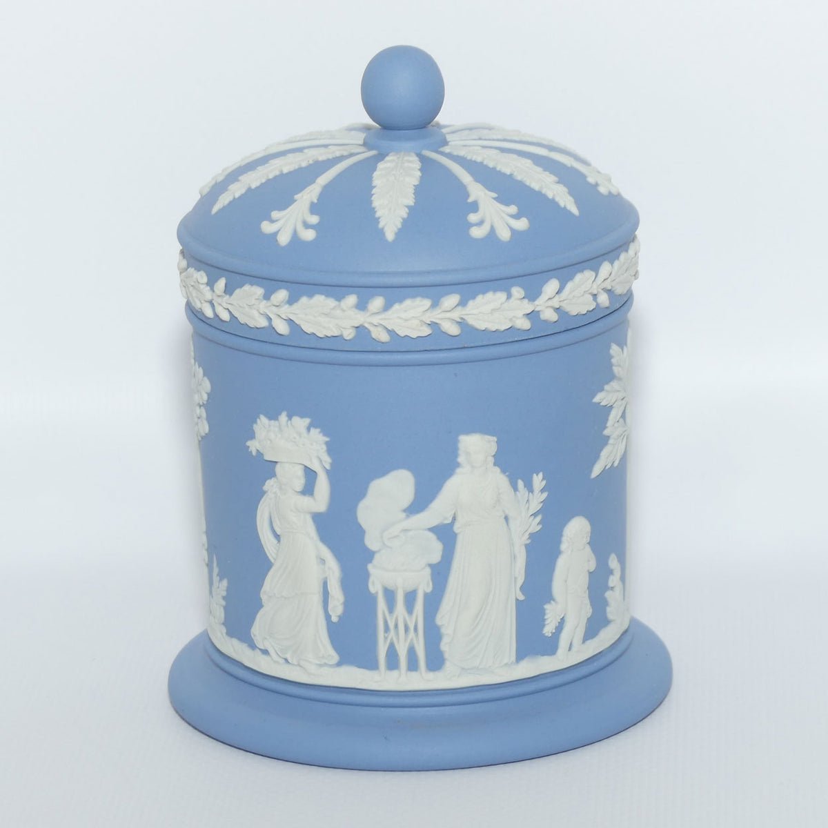 Wedgwood Jasper | White on Pale Blue lidded pot