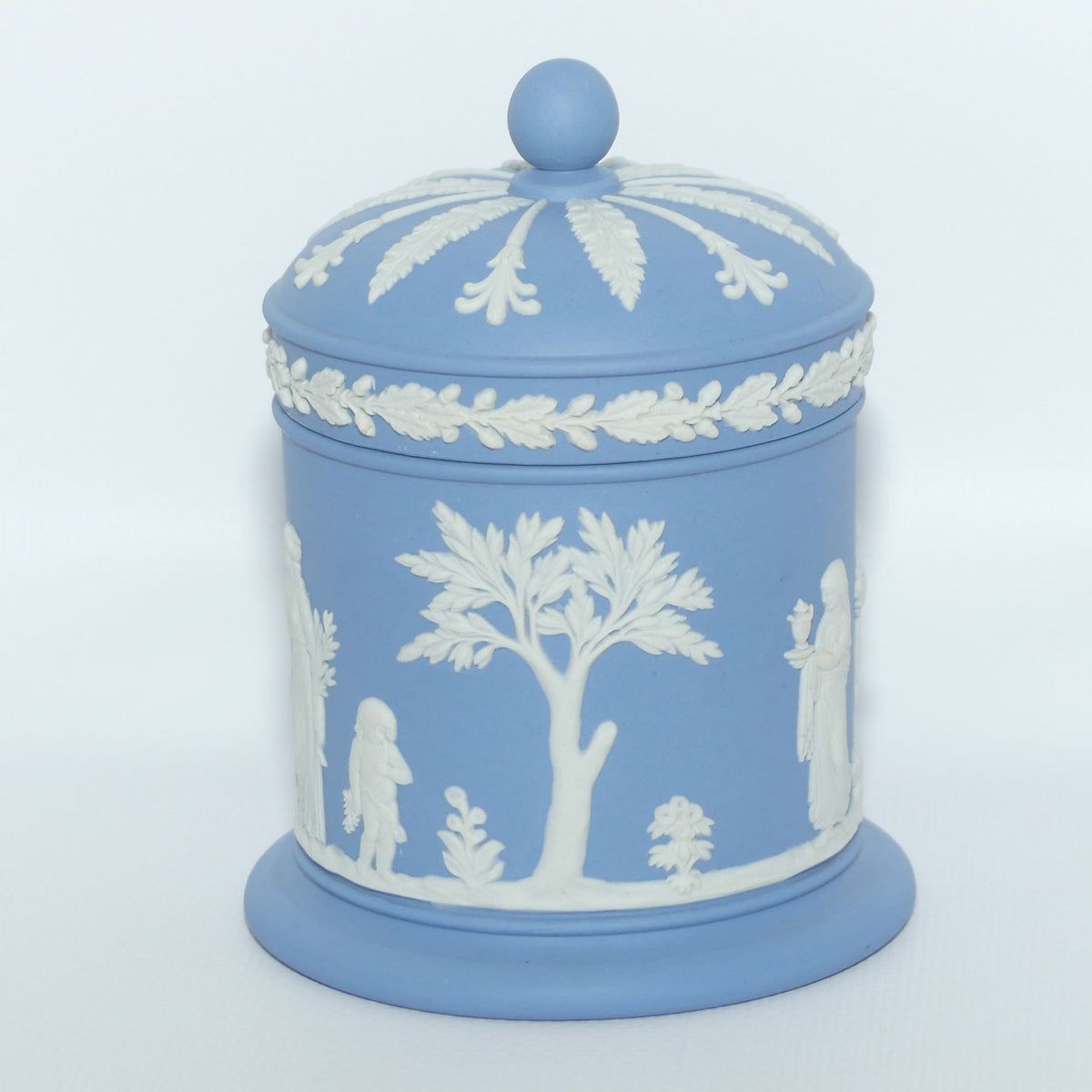 Wedgwood Jasper | White on Pale Blue lidded pot