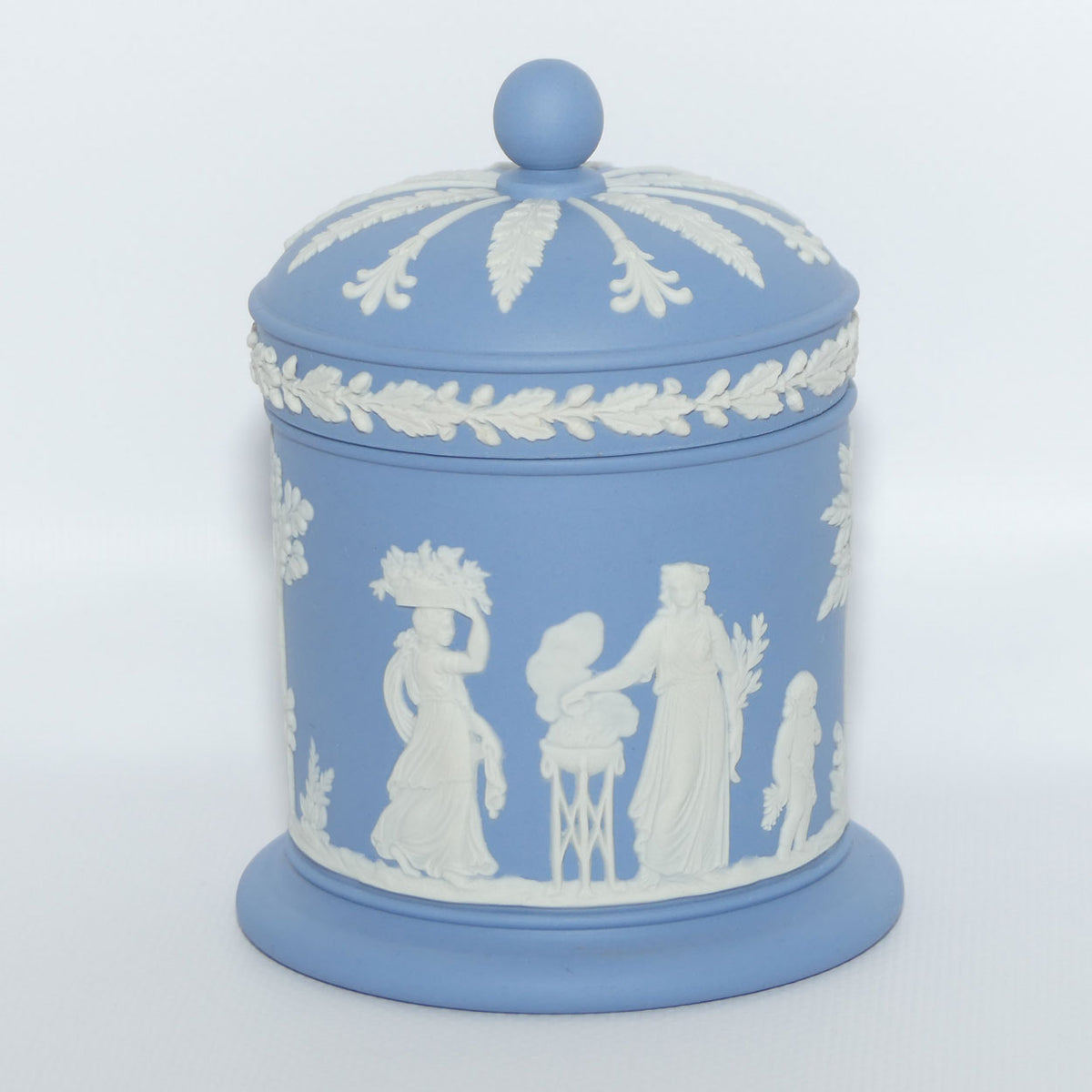 Wedgwood Jasper | White on Pale Blue lidded pot