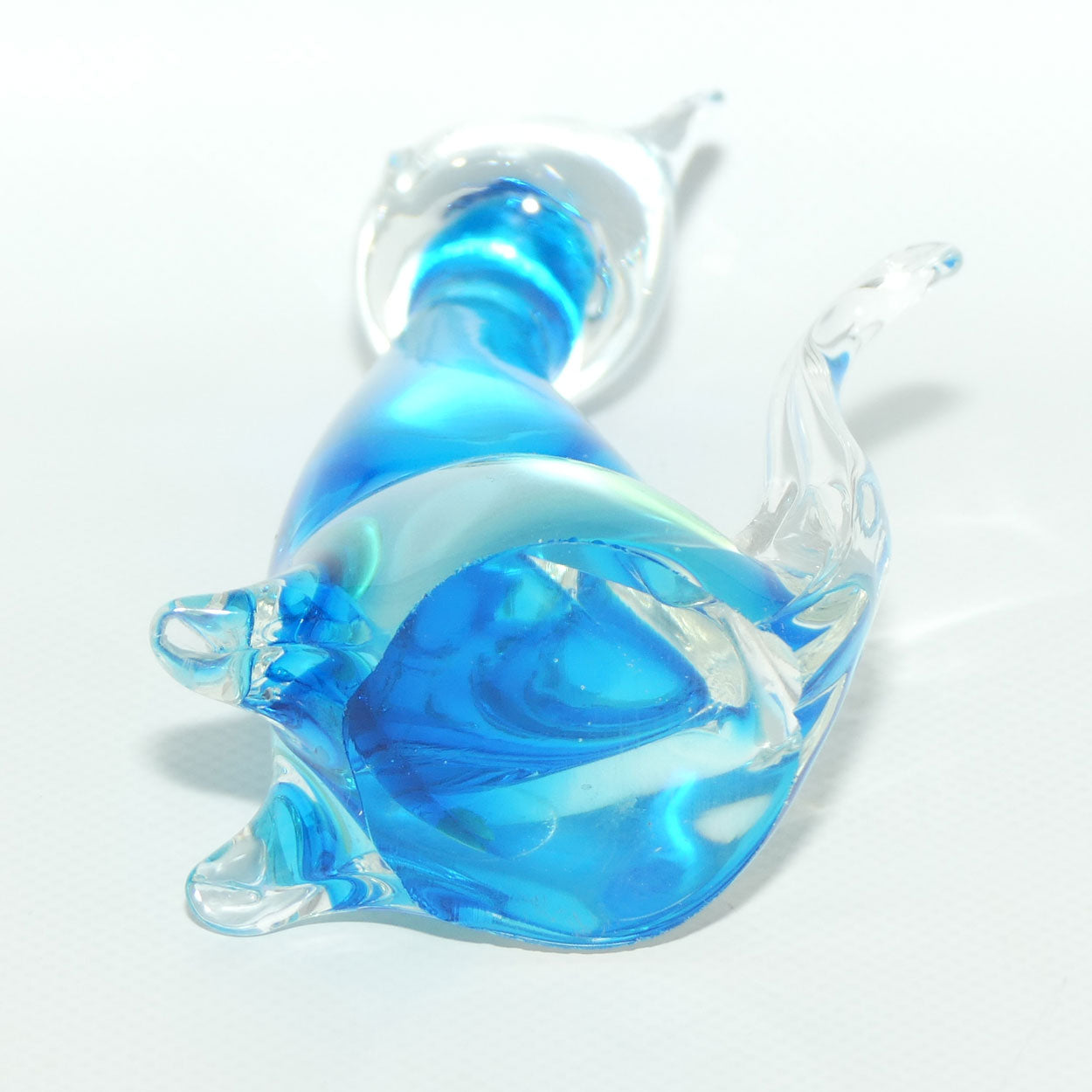 Murano Glass Blue and Clear Cat figure | Gold Foil label intact