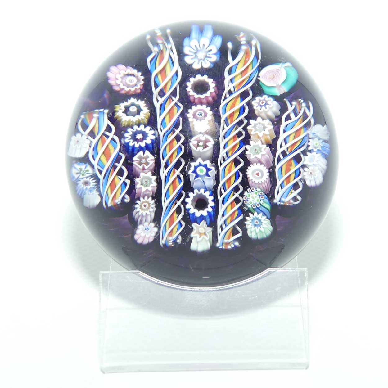 John Deacons Scotland Millefiori Simple Linear Large paperweight | Amethyst