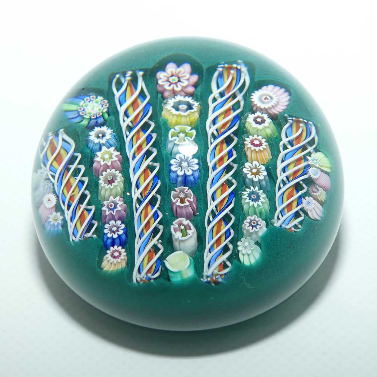 John Deacons Scotland Millefiori Simple Linear Large paperweight | Teal
