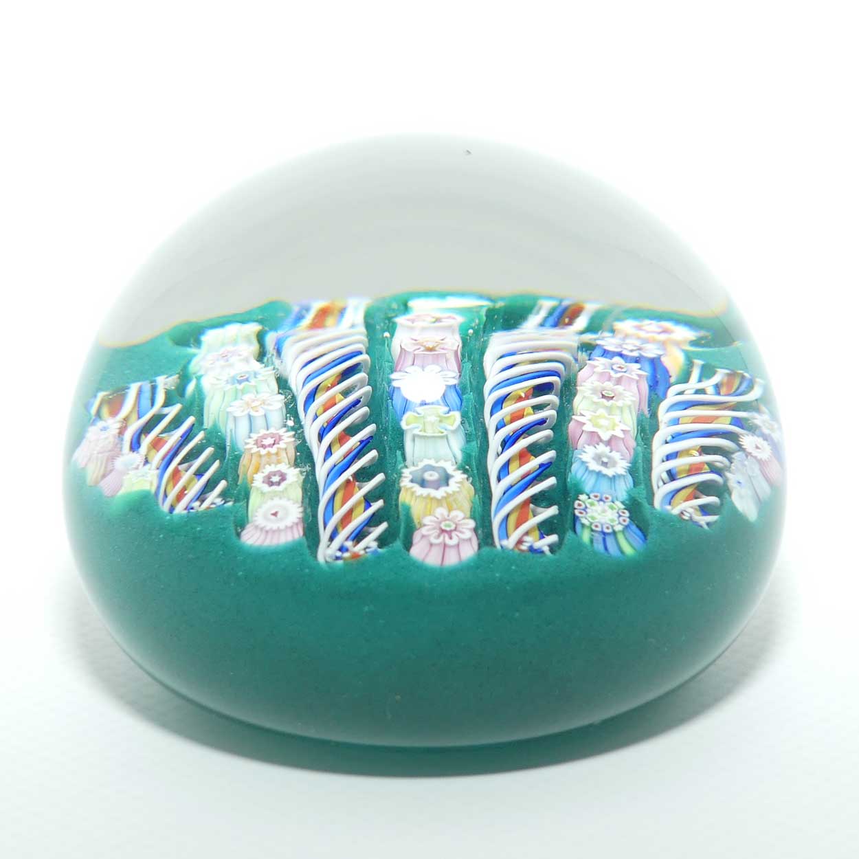John Deacons Scotland Millefiori Simple Linear Large paperweight | Teal