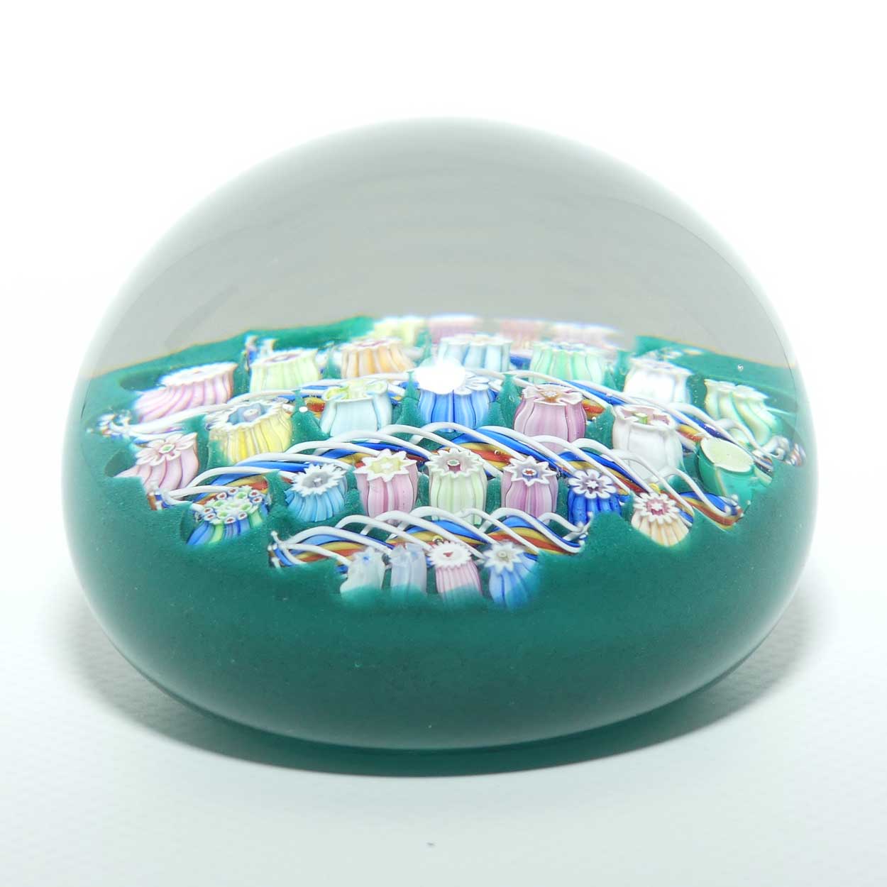 John Deacons Scotland Millefiori Simple Linear Large paperweight | Teal