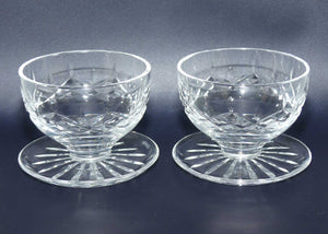 Waterford Crystal Ireland Lismore pattern footed pair of Sundae compotes