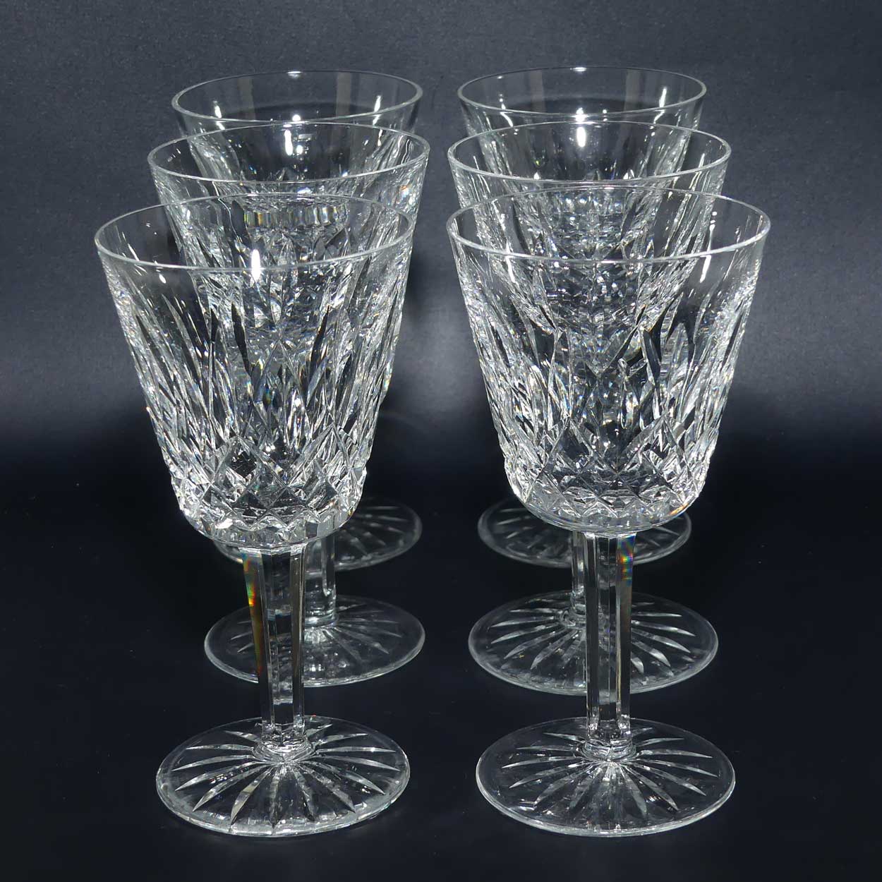 Waterford Crystal Ireland set of 6 Lismore wine glasses | 15cm | 100ml