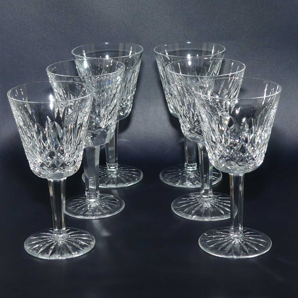 Waterford Crystal Ireland set of 6 Lismore wine glasses | 15cm | 100ml