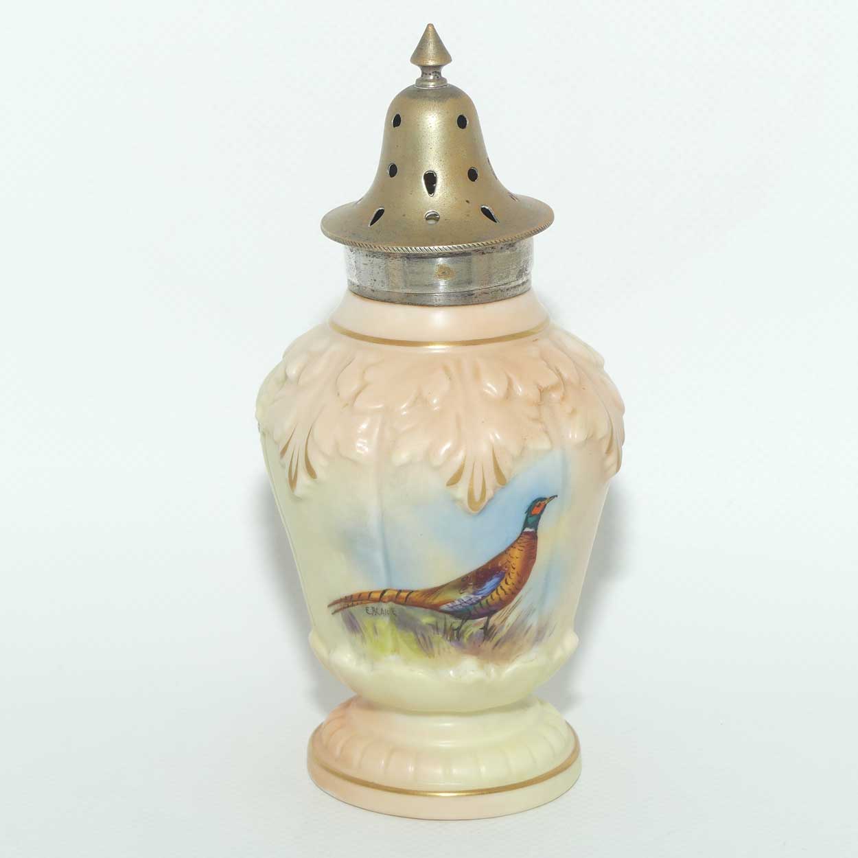Locke & Co Worcester England Pheasant pattern sugar castor