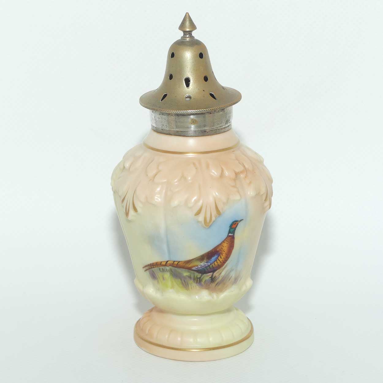 Locke & Co Worcester England Pheasant pattern sugar castor