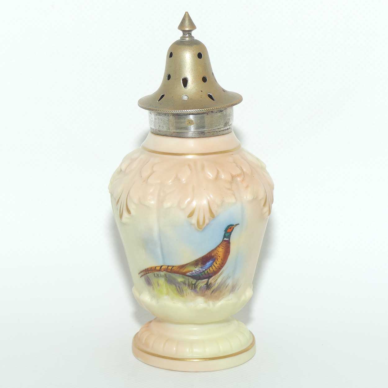Locke & Co Worcester England Pheasant pattern sugar castor