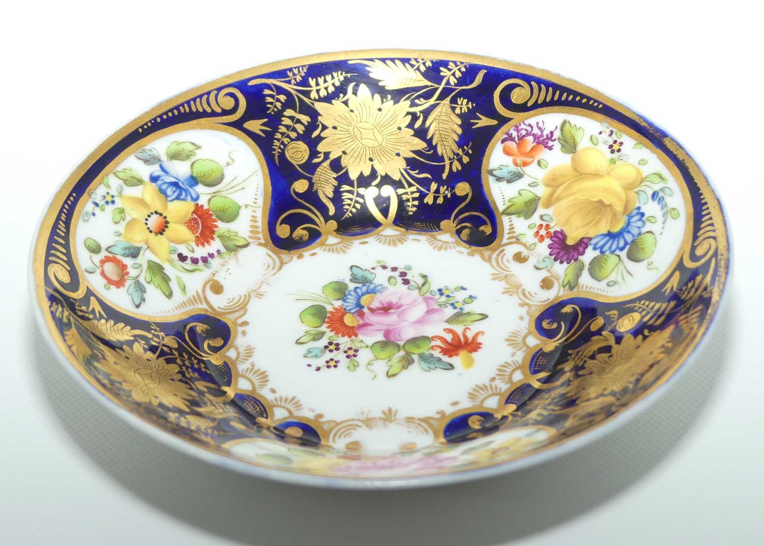 George III c.1825 London shape trio comprising Tea Cup, Coffee Cup and saucer bowl