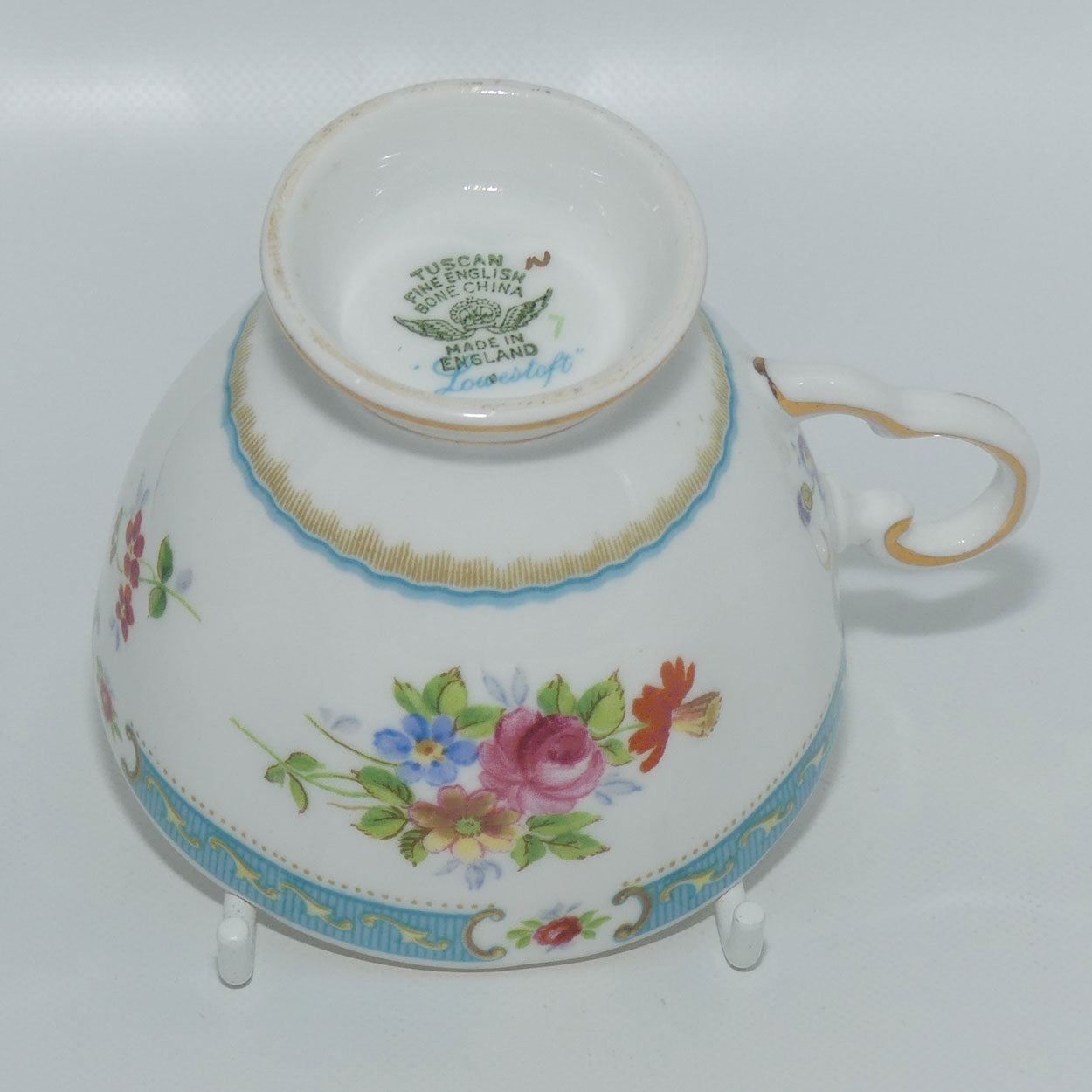 Tuscan Fine English Bone China Lowestoft pattern Floral trio