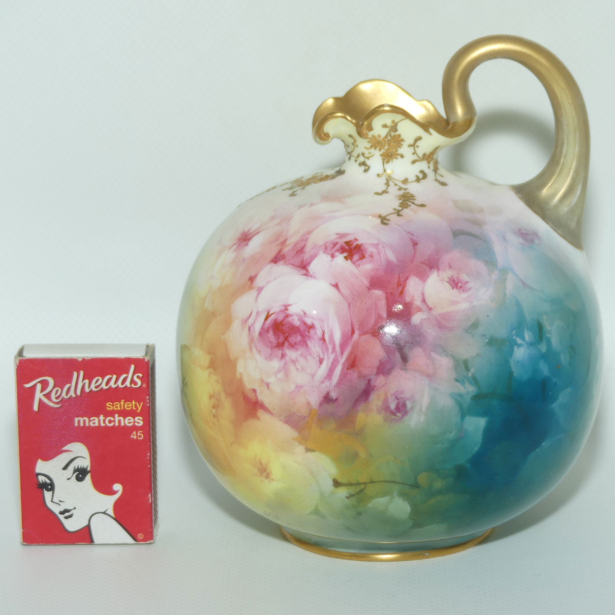 Doulton Burslem England hand painted and gilt floral pattern Luscian Ware round body ewer | H Piper