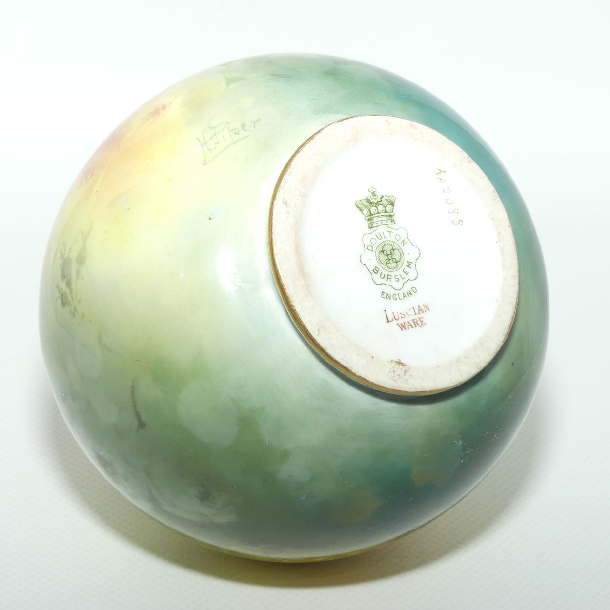 Doulton Burslem England hand painted and gilt floral pattern Luscian Ware round body ewer | H Piper