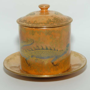 Crown Devon Lustrine Fieldings Orange Salamander Honey Pot on saucer