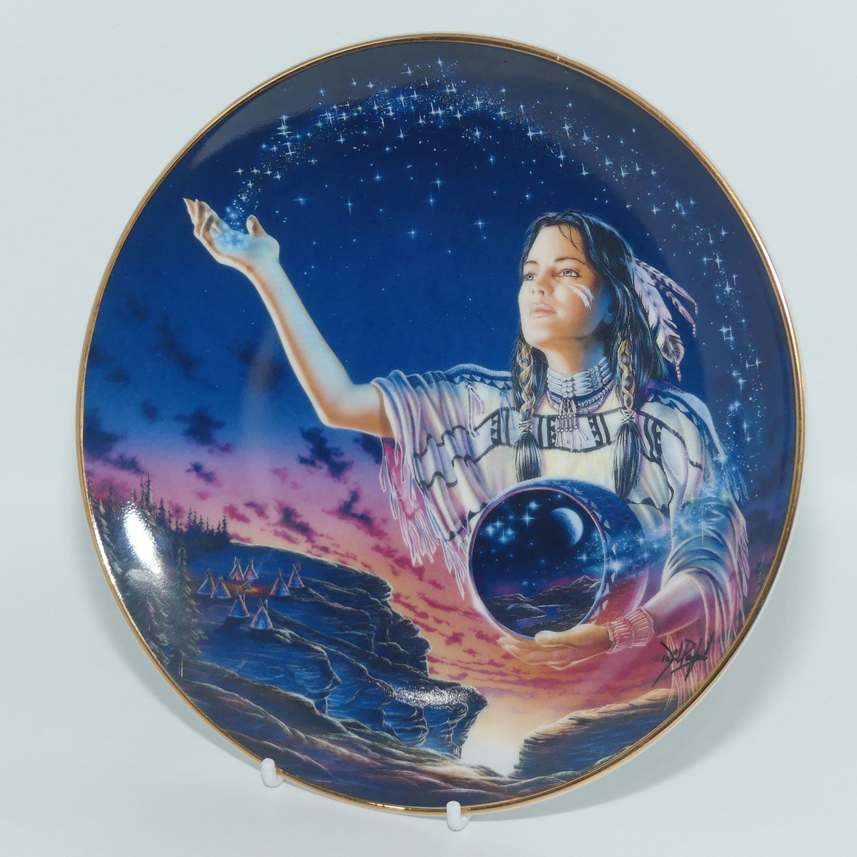 Royal Doulton Native American Indian plate by David Penfound | The Maiden of the Evening Stars