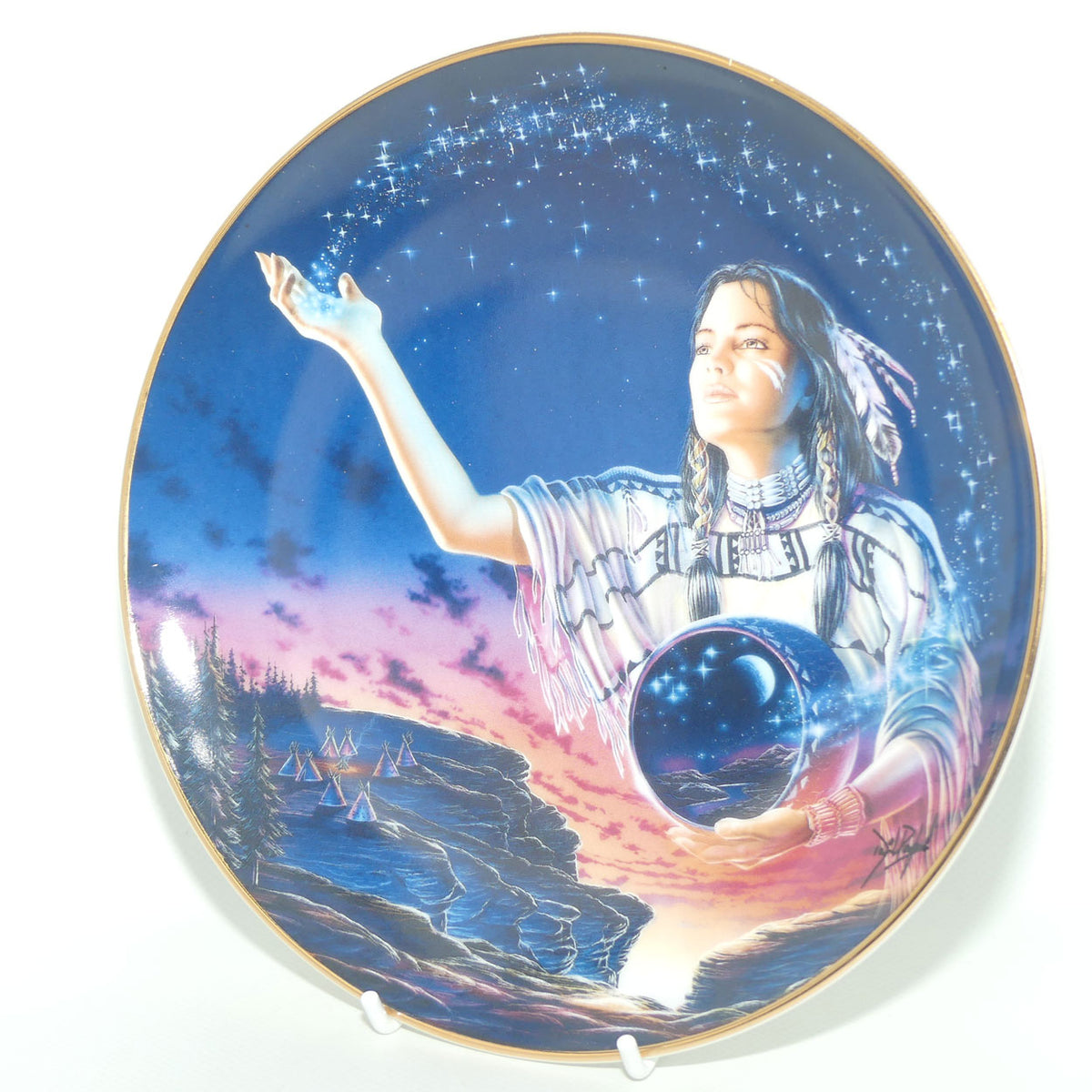 Royal Doulton Native American Indian plate by David Penfound | The Maiden of the Evening Stars