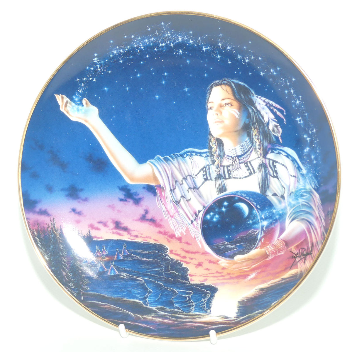 Royal Doulton Native American Indian plate by David Penfound | The Maiden of the Evening Stars