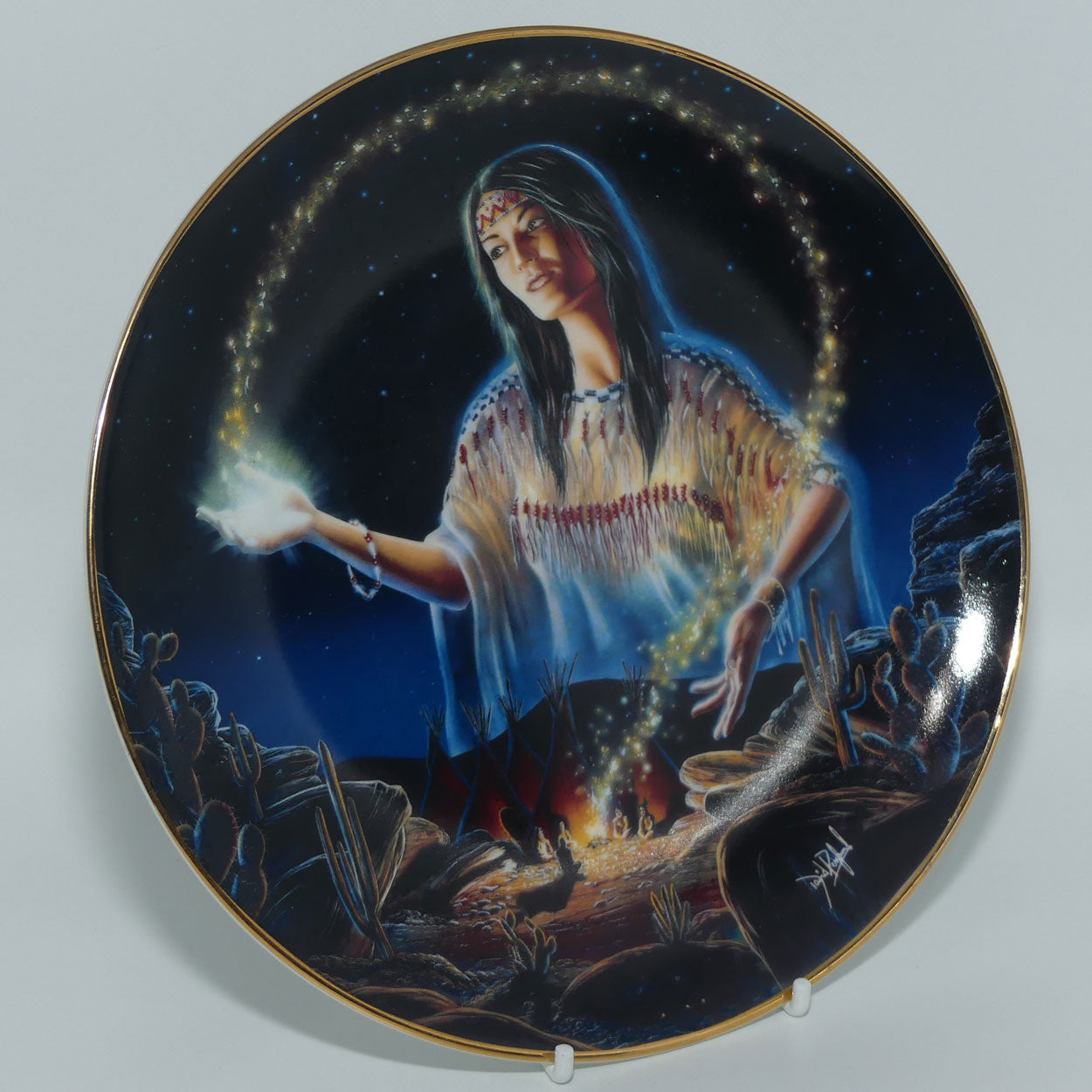 Royal Doulton Native American Indian plate by David Penfound | The Maiden of the Mystical Fire