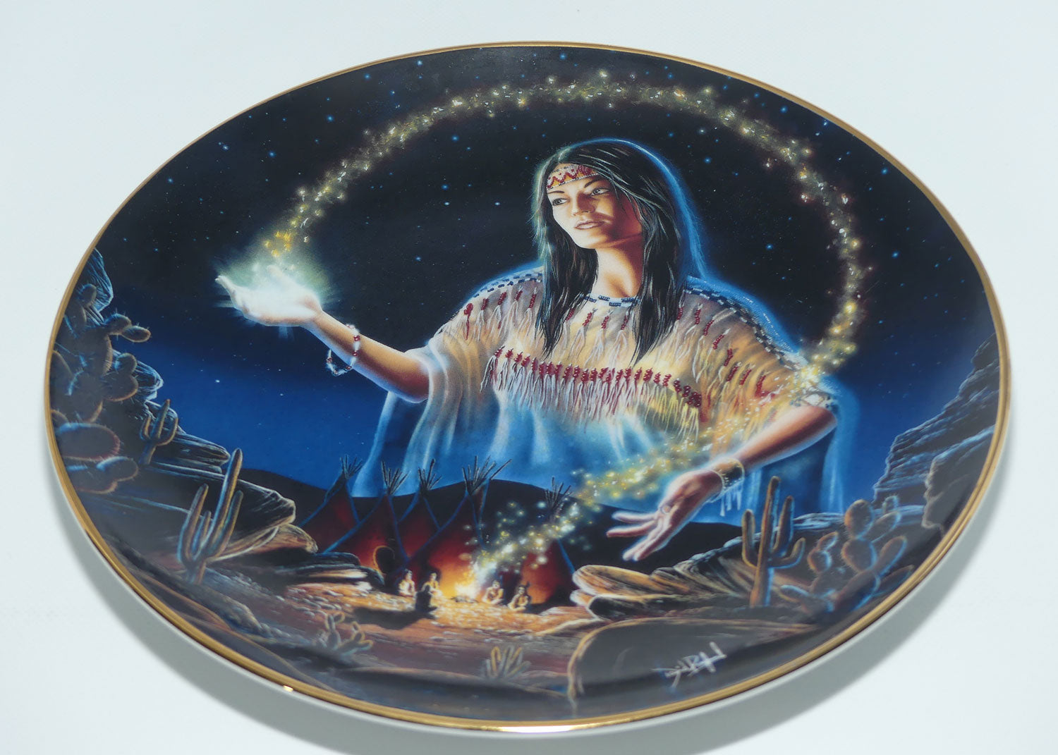 Royal Doulton Native American Indian plate by David Penfound | The Maiden of the Mystical Fire