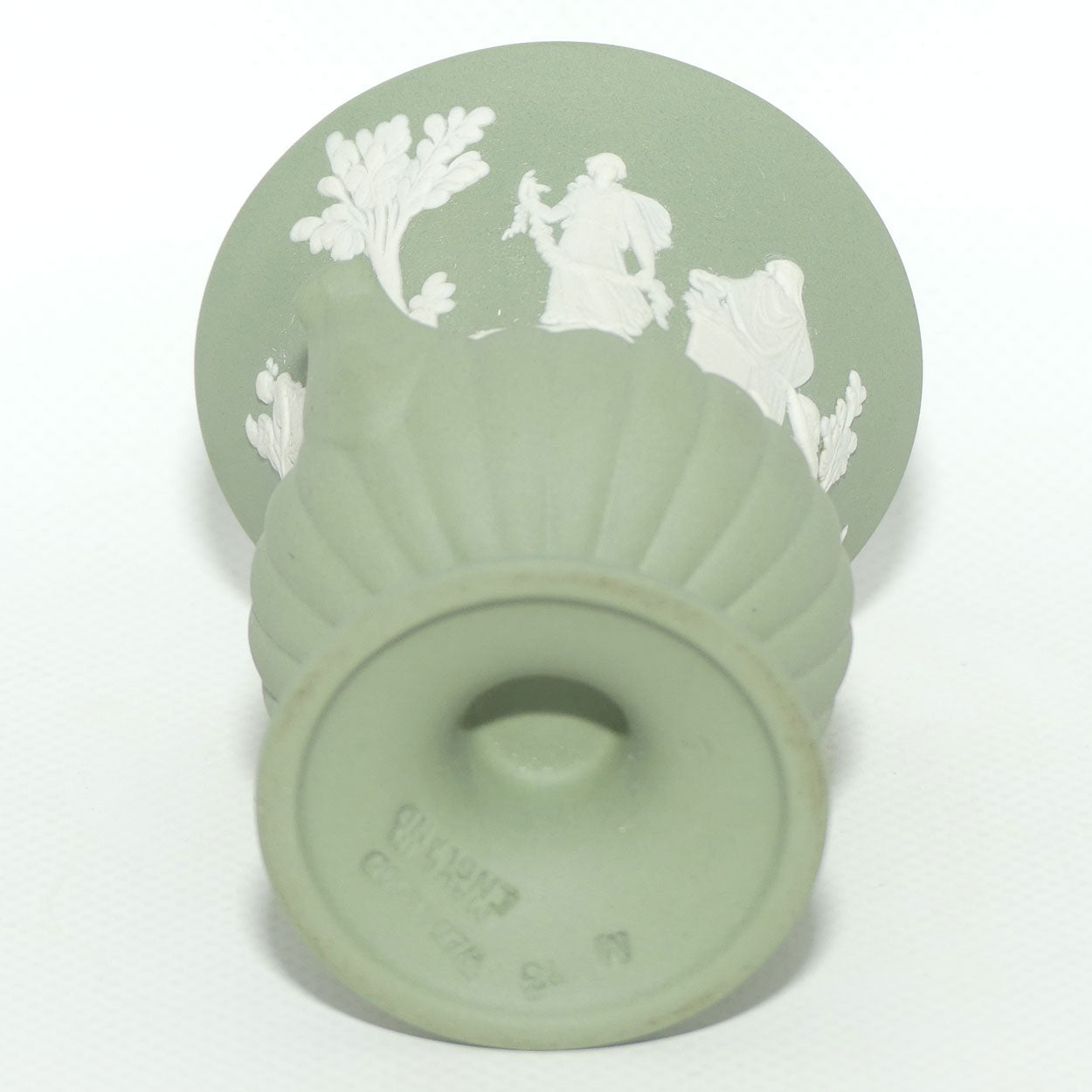Wedgwood Jasper | White on Sage Green | Maidens mini Urn Vase