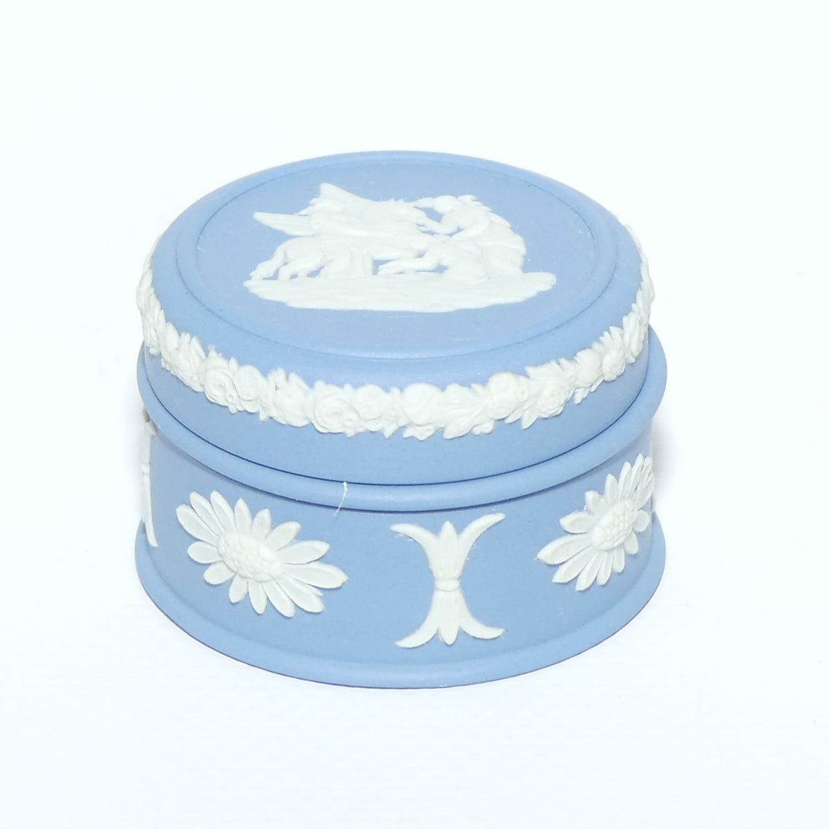 Wedgwood Jasper | White on Pale Blue | Grecian Maidens and Pegasus miniature trinket box