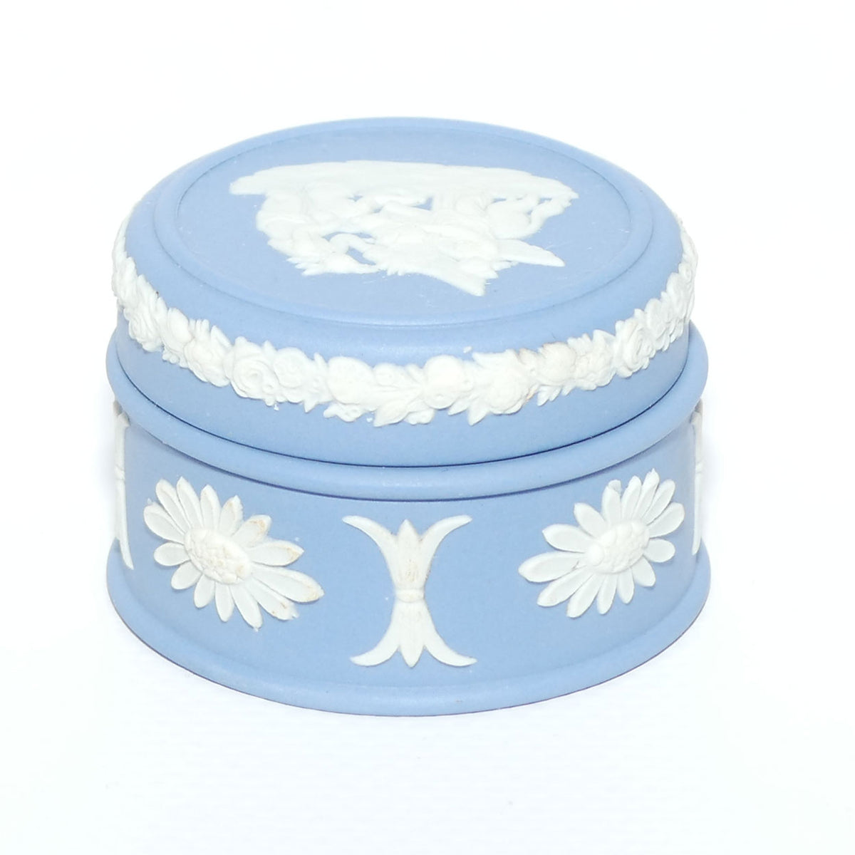 Wedgwood Jasper | White on Pale Blue | Grecian Maidens and Pegasus miniature trinket box