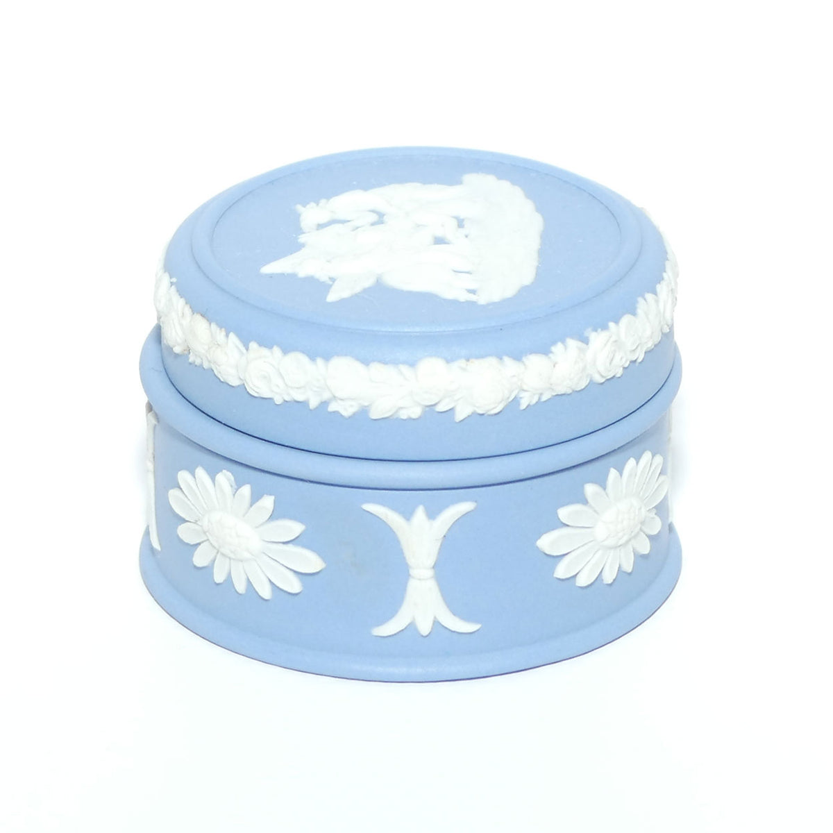 Wedgwood Jasper | White on Pale Blue | Grecian Maidens and Pegasus miniature trinket box