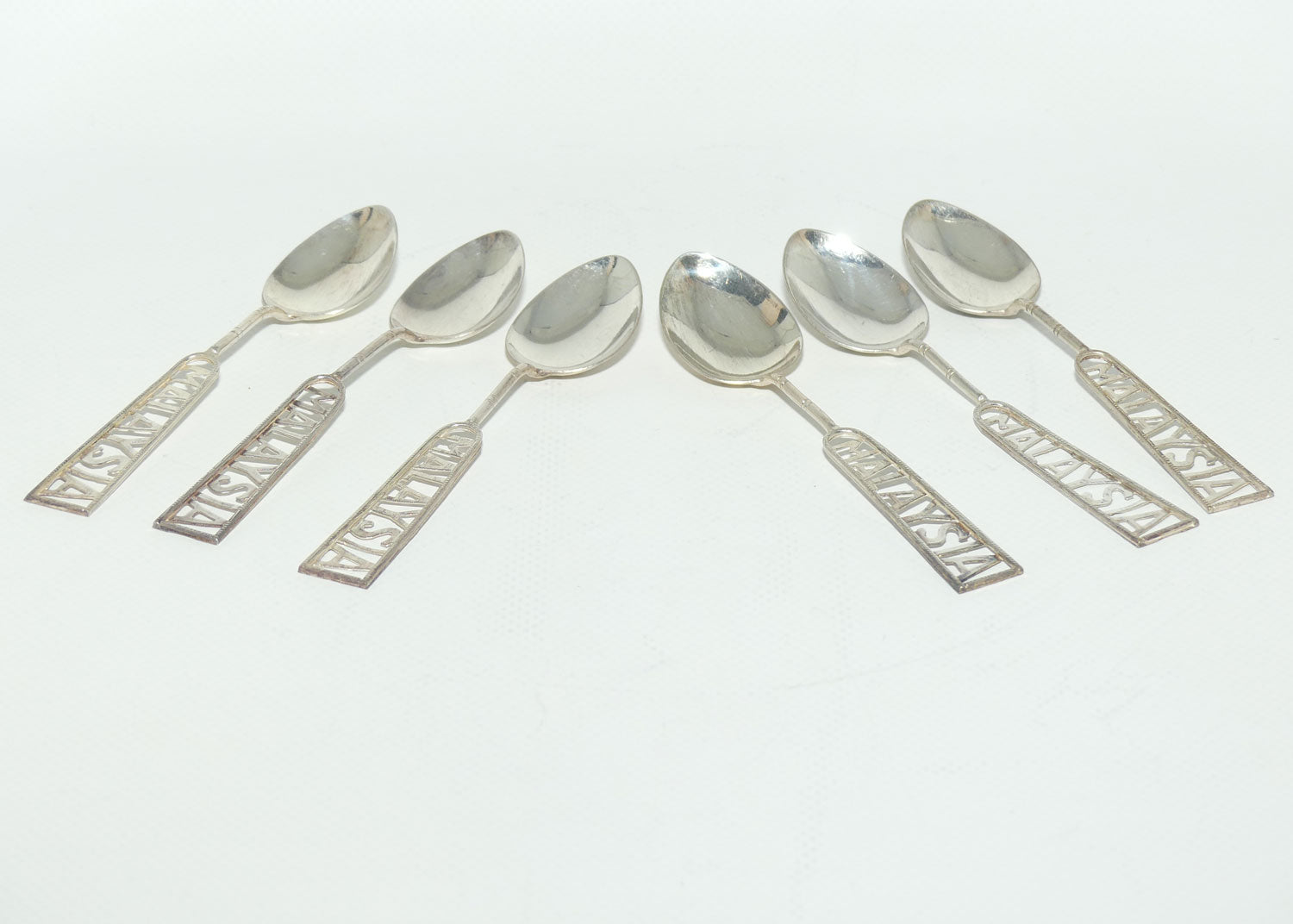 Set of 6 Vintage unmarked Silver Plate MALAYSIA tea spoons