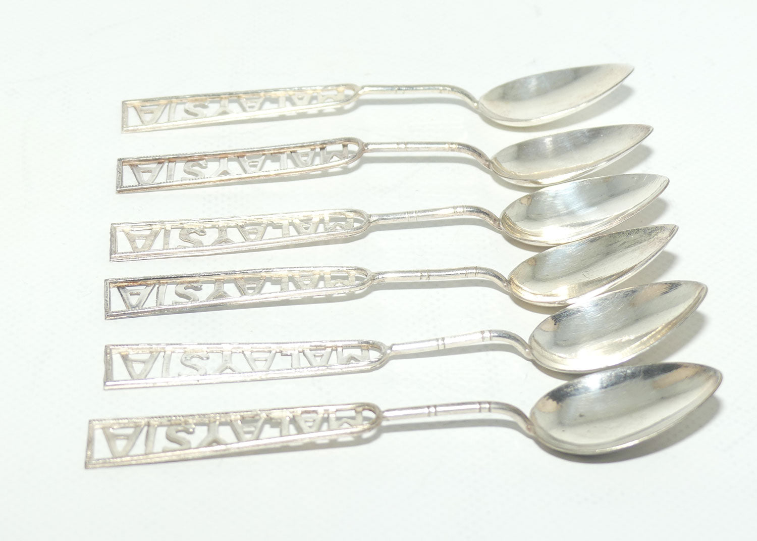Set of 6 Vintage unmarked Silver Plate MALAYSIA tea spoons