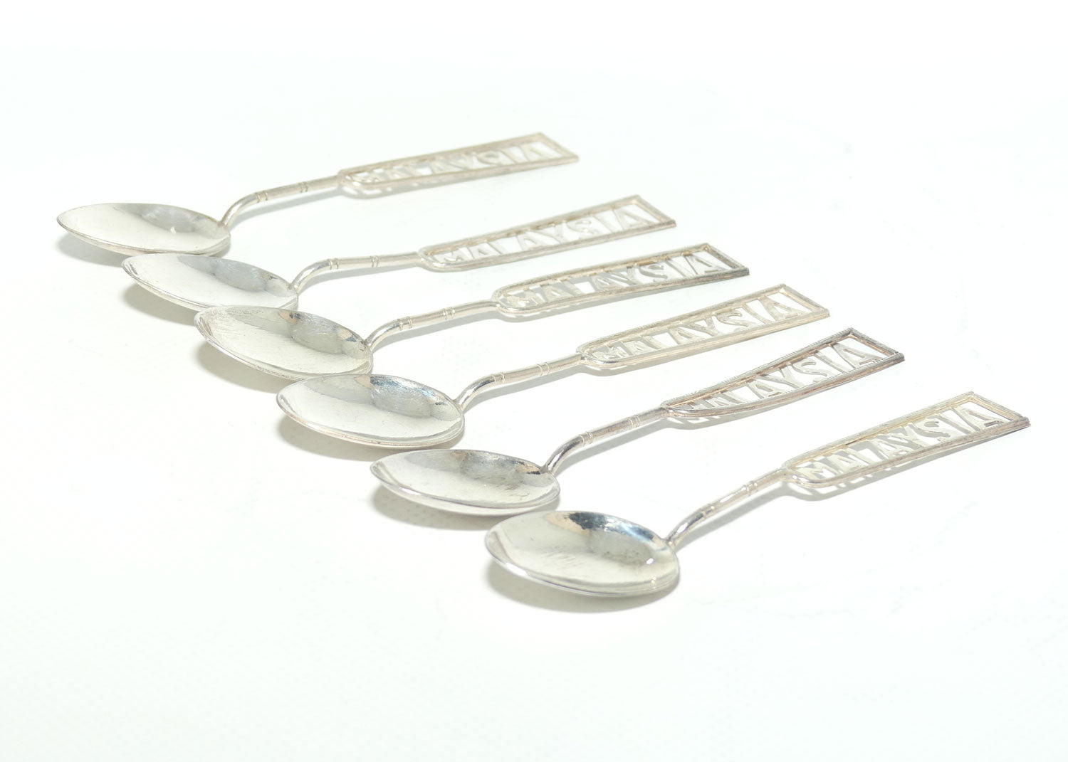 Set of 6 Vintage unmarked Silver Plate MALAYSIA tea spoons