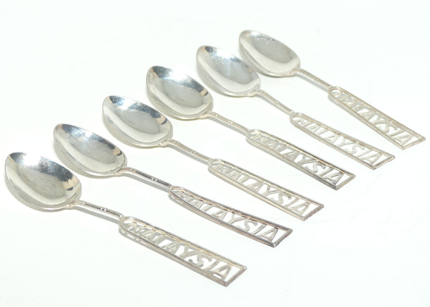 Set of 6 Vintage unmarked Silver Plate MALAYSIA tea spoons