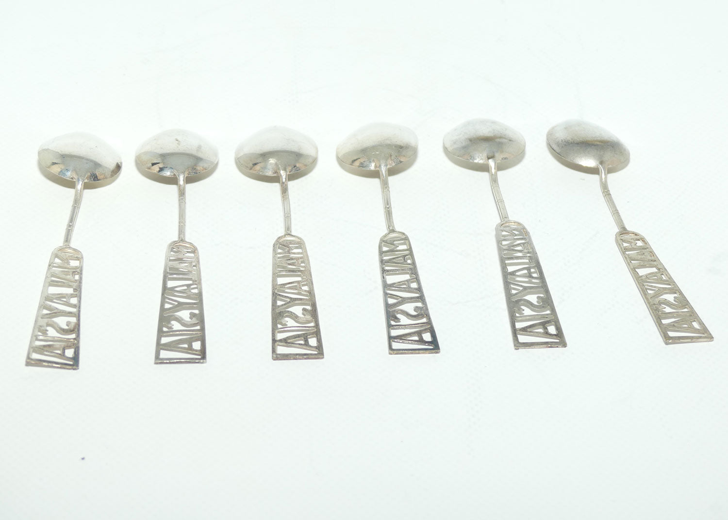 Set of 6 Vintage unmarked Silver Plate MALAYSIA tea spoons