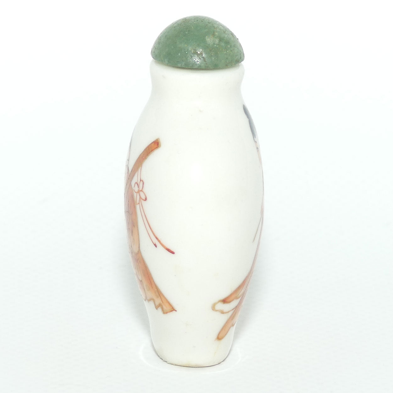 Chinese snuff bottle with greenstone stopper | Man and Woman scene
